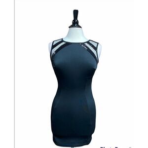 TOBI Black  Sequins Sleeveless Sheer Back Dress Size Small NWOT